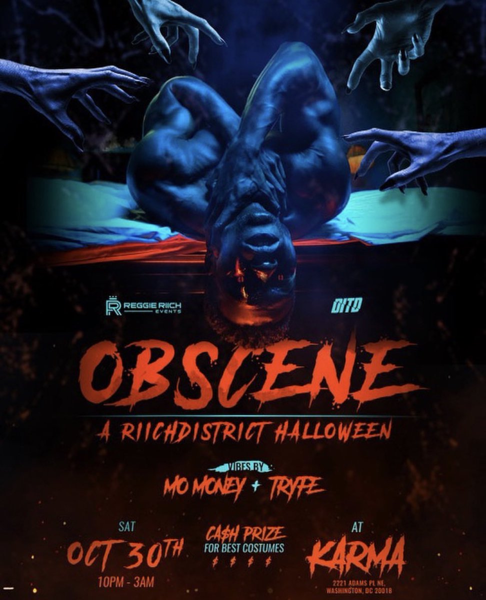 DH__Events's tweet photo. #Gay &amp; #Black Halloween in DC! 

Saturday with @iloveDITD 
💀 KARMA [10pm-3am] 🎫 @  https://t.co/uREVXK6rLr 

Sunday with #XavierEntertainment 
🎃 HARLOT [10pm-2am] 🎟 @ https://t.co/qatqcDBRk1 https://t.co/X2v91S38yS