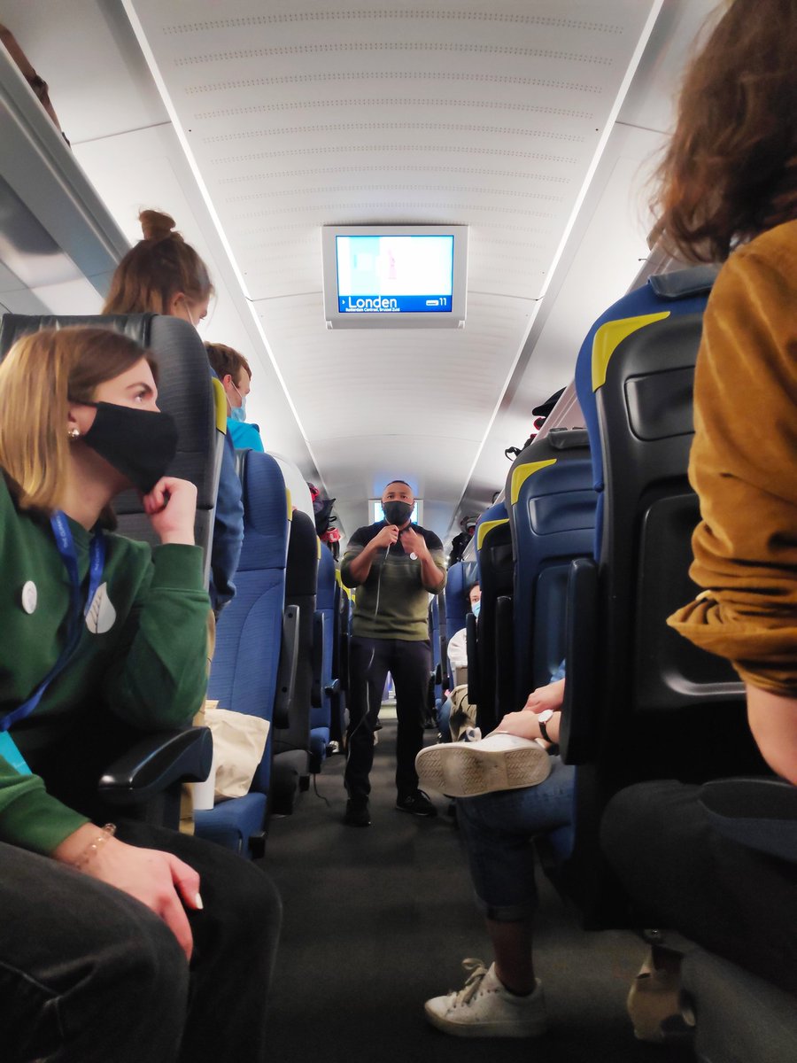 FixingFutureBCN's tweet photo. 🗨️Train coaches are divided into themes — from Fair Taxes & Just Transition to Stop Talking, Start Doing. We’re in the Fair & Sustainable Travel for All coach. #SparkAChange #AtlasCOP #railtoCOP https://t.co/CCvQPBHYBA
