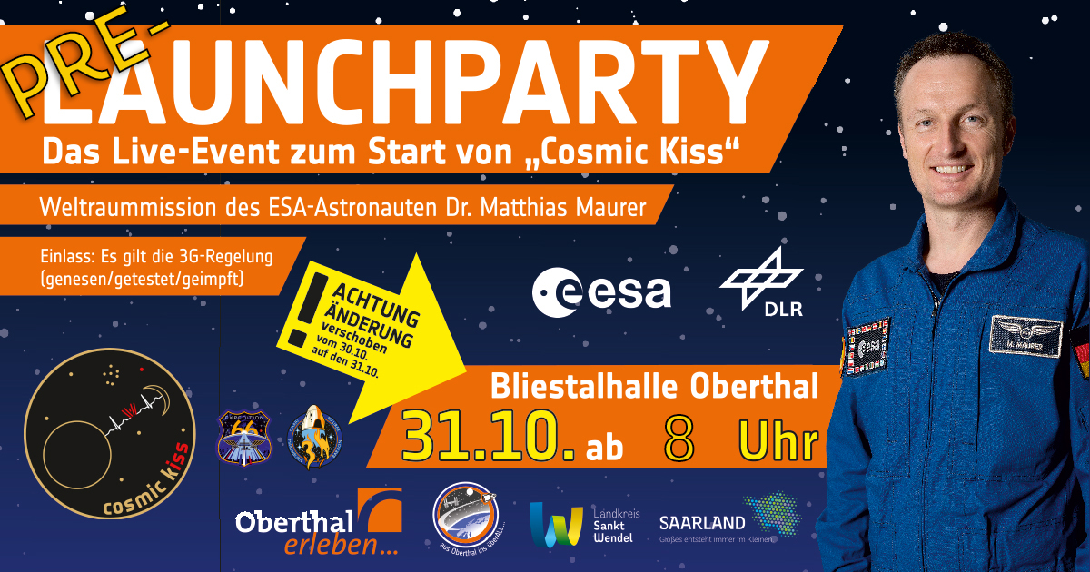 Bernhard_Weyhe's tweet image. Guten Morgen, wie divers erwähnt oberthal.de - die #CosmicKiss Mission Launch / Info Party für @astro_matthias morgen früh im #Saarland startet trotzdem, ab 08:00h MEZ! 😊
Quasi alle Experten sind mit an Bord… nur unser #Astronaut ist dann halt noch nicht im Orbit!