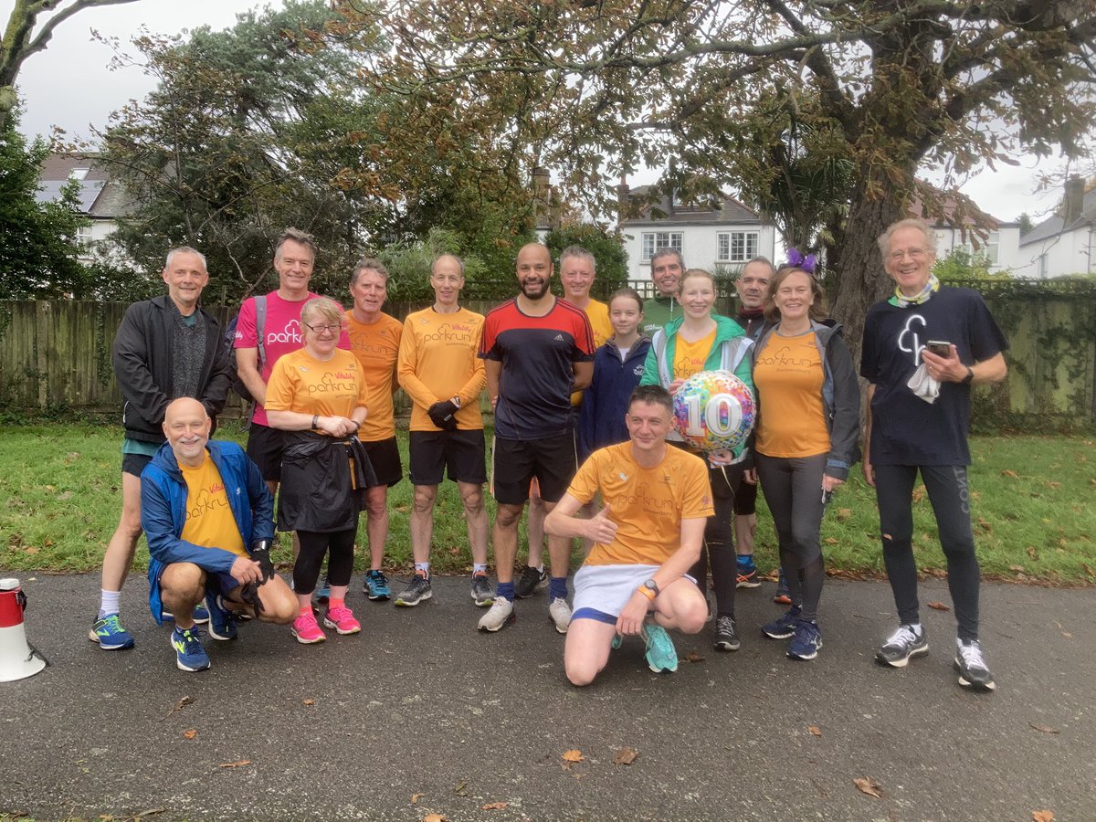 GPparkrun's tweet photo. Some of the participants today, that were at the first ever Gunnersbury parkrun TEN years ago! 🎉🙌 … A big thank you to @paleNfreckled who was inspired to bring this wonderful community event to the area #loveparkrun 🧡🧡 https://t.co/cpz6QWlRrE