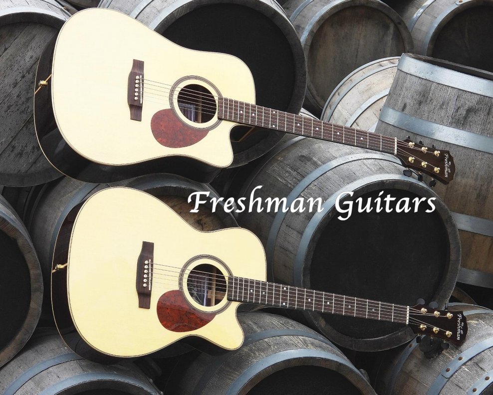 Two beauts from Freshman...  more of our 20th Anniversary Series at freshmandirect.com #acousticguitars #electroacoustic #guitars #guitarist #guitarplayer