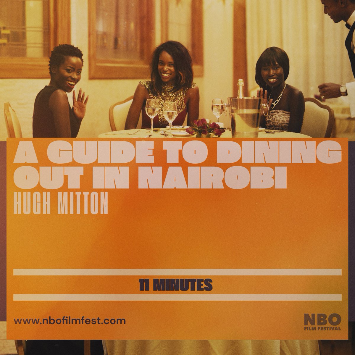 NBOFilmFest's tweet photo. Next on our shorts program list is A Guide to Dining Out in Nairobi. Directed by @hugemittons and features the phenomenal @Yafesimusoke

A security guard in Kenya gets a USD10  tip from his boss. It's a lot for him. 

Just how far can he make it go?  
#NBOFilmFest https://t.co/bkSOYGP2XL