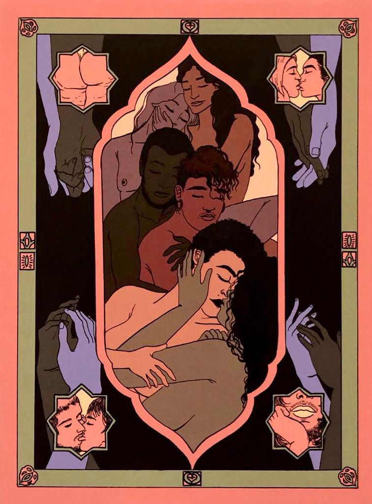DarNimer's tweet photo. Merieme Mesfioui is a Moroccan illustrator, graphic designer and comic author based in France. Combining traditional Moroccan patterns, elements from Islamic art with graphic design, and an erotic touch, her work creates unique visuals. https://t.co/3bppg5YHFR