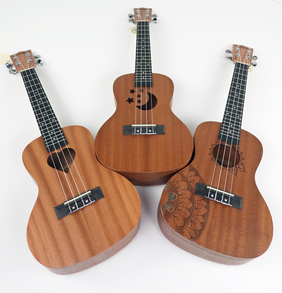 Heart, Moon and Flower Ukes...perfect Christmas pressies...#freshmanukuleles #ukulele