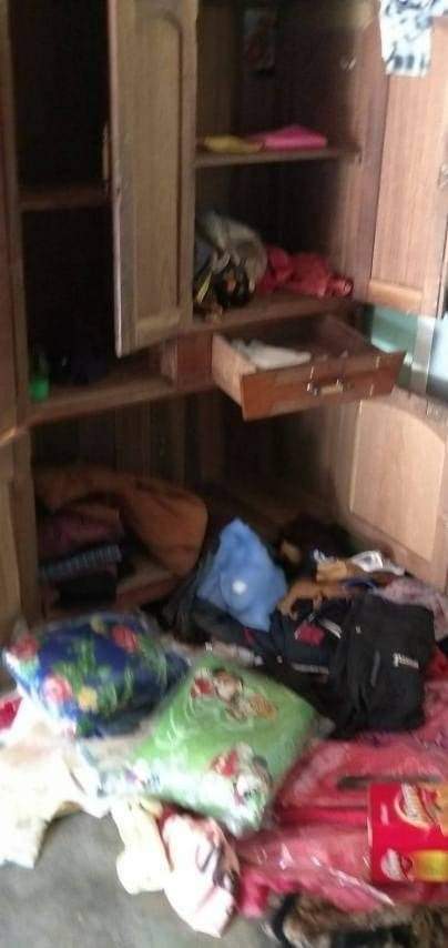 Massive forces of Military Terrorists Forcefully invaded into MagyiOat Village,Khin_U tsp,Sagaing region around 8AM today,raided into houses of fled villagers,demolished furnitures,houses and looted valuable belongings of villagers including Gold,Money and Phones. (1/2)#Oct30Coup