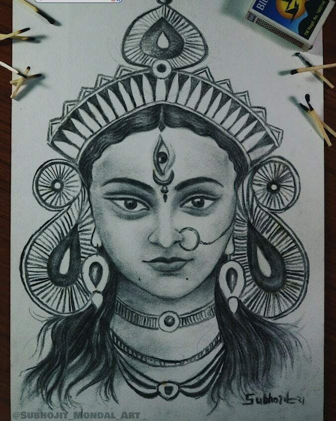 Draw Face Of Durga Maa  400x400 PNG Download  PNGkit