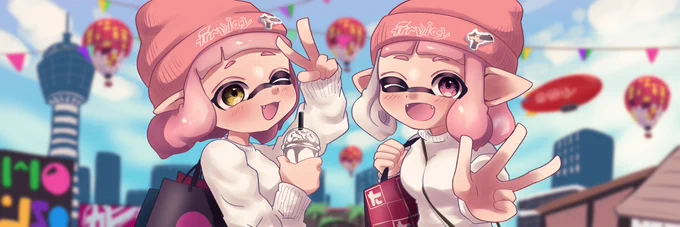 ベストイカップル杯GirlsParty!8th イカップル賞のイラストを描かせていただきました〜!🤍改めてご受賞おめでとうございます🎉🥳🤍可愛くて仲良しなお二人を描かせていただくのがとても幸せでした💞 