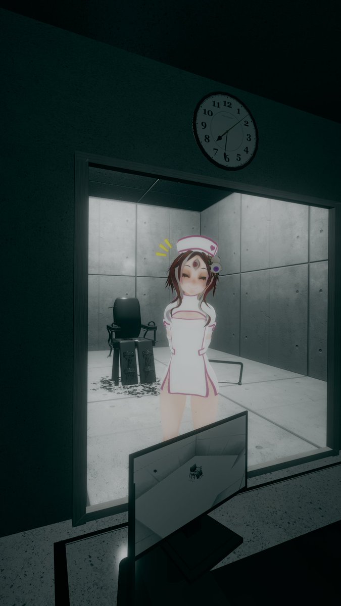 NEET_And_Tidy's tweet photo. Combining @XXakai_youXX's MEMEME model and Nine Gates' nurse outfit with some free use assets, game assets and personal work, I created something cute and deadly...
#Spookality2021 #VRChat #vrchatavatar https://t.co/Qa33npmPXj