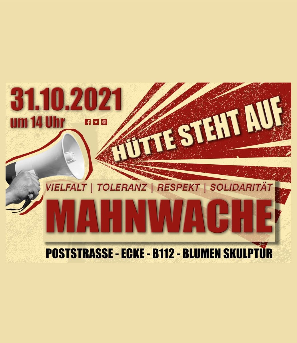 Rumi89188291's tweet photo. #fckafd #eisenhüttenstadt #nonazisbb #hüttestehtauf
Afd will morgen 31.10. in #Eisenhüttenstadt aufmarschieren.
Kommt zur #Gegendemo/ #Mahnwache. Eisenhüttenstadt für Toleranz, Vielfalt und Offenheit.
Für ein Recht auf #Asyl in #Europa. https://t.co/wq31IAT7hP
