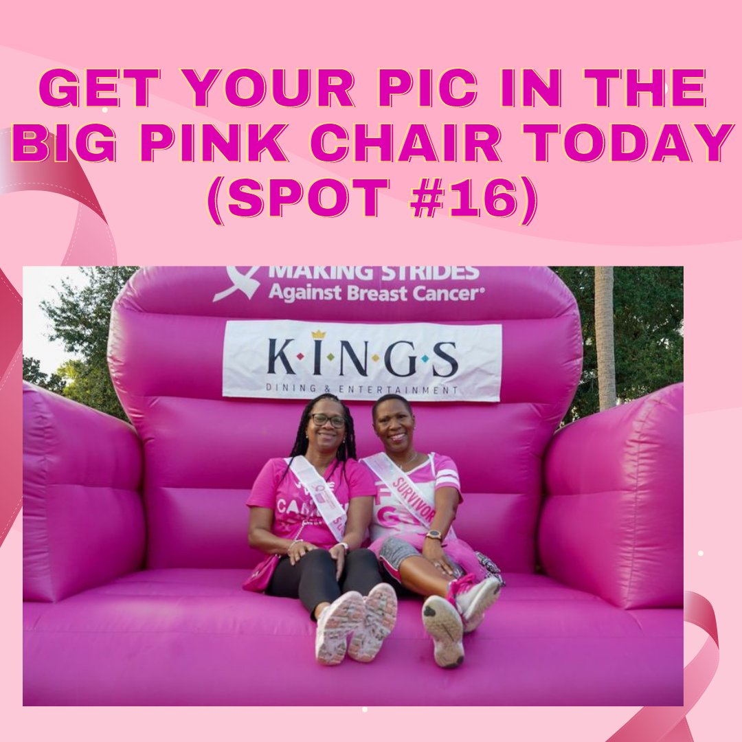 Get your pic in the Big Pink Chair today!  Spot #16
#OrlandoStrides #AttackingCancer