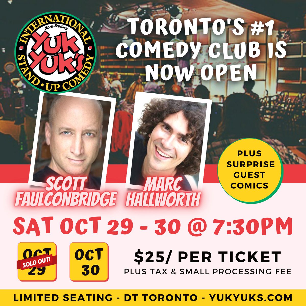 Yesterday's sold-out show was a hit. We're doing it again TONIGHT! Tickets now sold individually: YukYuks.com/Toronto

Canadian Comedy Award nominee, Scott Faulconbridge is spearheading tonight's show.

#Toronto  #The6ix #yukyuks #ComedyShow