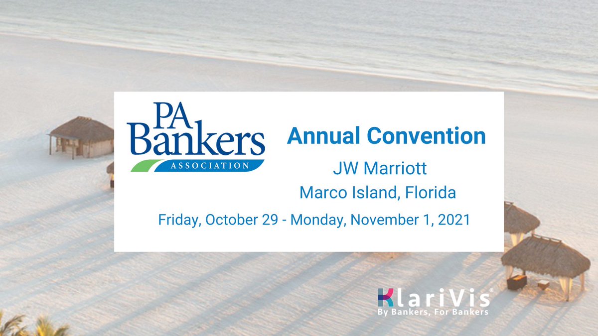 Looking forward to seeing everyone at the <a href="/PABankers/">Pennsylvania Bankers</a> Annual Convention in beautiful Marco Island, Florida! Be sure to say hello to <a href="/KimberlyBSnyder/">Kim Snyder</a> and <a href="/AmberRobinson/">Amber McBain</a>
#wemakedatasimple #seeingisbelieving