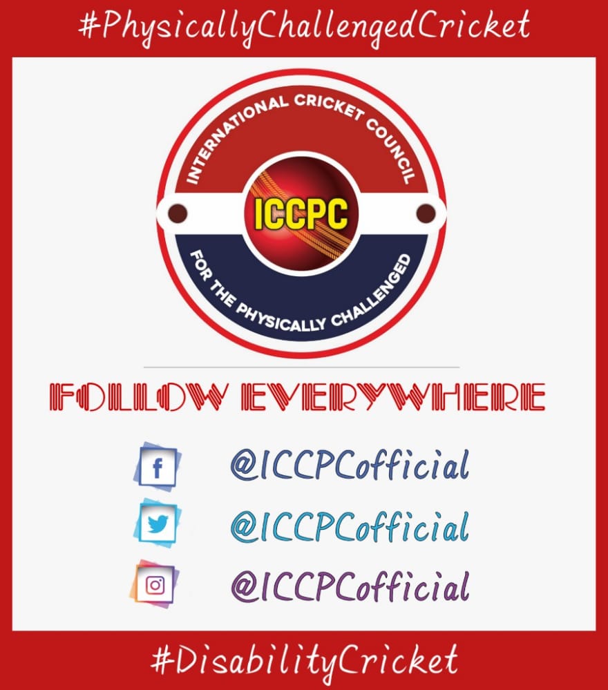 ICCPCofficial's tweet photo. Follow everywhere ICCPCofficial.
Official social media accounts of the mother body of Physically Challenged Cricket, International Cricket Council for the Physically Challenged, ICCPC.

#ICCPC #PhysicallyChallengedCricket #DisabilityCricket #cricket https://t.co/BwdAuaQ83N