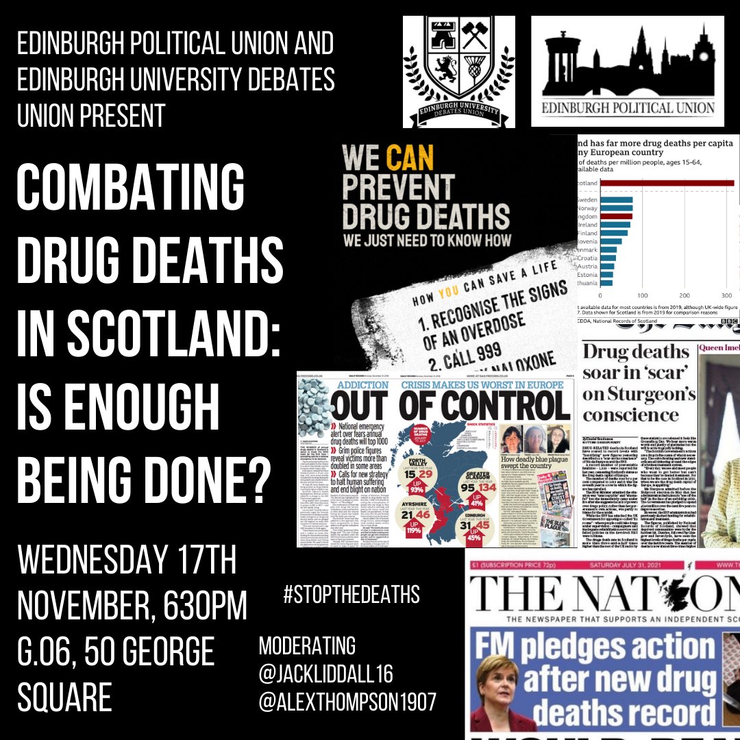 Join us for important event co-hosted with <a href="/EdUniDebating/">Edinburgh University Debates Union (EUDU)</a>…

“Combating Drug Deaths in Scotland: Is Enough Being Done?”

facebook.com/events/s/comba…

#stopthedeaths