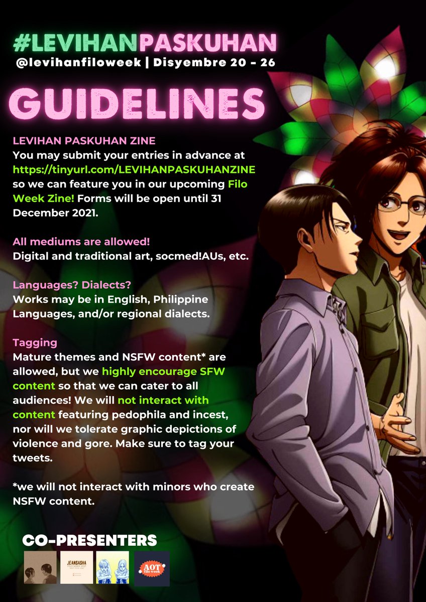 📢Calling all Filipino Levihans!

We are happy to release the prompts for #LevihanPaskuhan 🎉

Participants also have the choice to join our upcoming Christmas Zine 📖 Make sure to read the guidelines listed below. 

(Advanced) Maligayang Pasko, Levihans! 🎄🌟