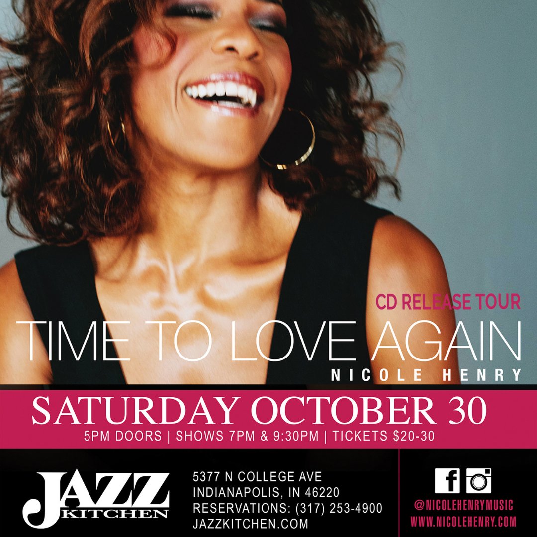 NicoleHenryJazz's tweet photo. 🕺#Indianapolis! TONIGHT'S THE NIGHT!🤸♀️ Hope to cu at @TheJazzKitchen as part of my CD release tour "Time to Love Again." I have 2 SHOWS: 7 & 9:30pm. 🎶Treat yourself to a night of music!
❤️Tix: https://t.co/IxaPuHvNci
#timetoloveagainNicole #thejazzkitchen #indyjazz #livejazz https://t.co/lcNh5V8qQ8