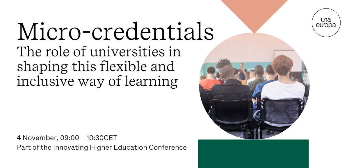 Una_Europa (@una_europa) on Twitter photo 📆A new date for your diaries! Join us on 4 Nov for a debate on the strategic role of universities in the development, implementation & awarding of micro-credentials
Organised by <a href="/Una_Europa/">Una_Europa</a> as part of the Innovating Higher Education Conference👇
i-he2021.exordo.com/programme/pres… 📆A new date for your diaries! Join us on 4 Nov for a debate on the strategic role of universities in the development, implementation & awarding of micro-credentials
Organised by <a href="/Una_Europa/">Una_Europa</a> as part of the Innovating Higher Education Conference👇
i-he2021.exordo.com/programme/pres…