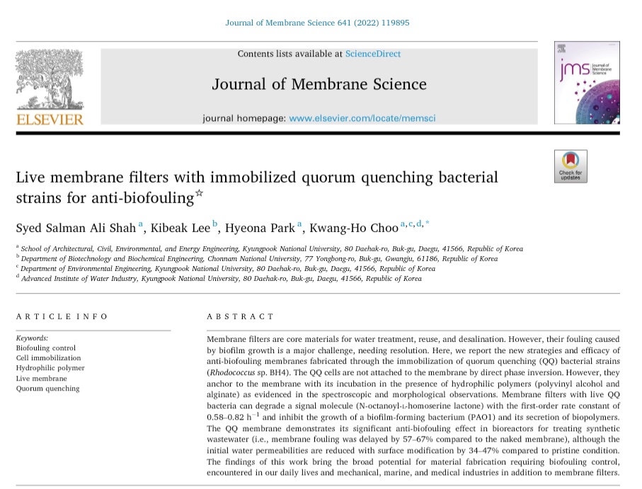 Syed Salman Ali Shah (@salmankakakhell) on Twitter photo Pleased to introduce our work (first report) on live (bioactive) quorum quenching hollow fiber membrane filters for biofouling mitigation in MBRs, published in <a href="/J_Membrane_Sci/">Journal of Membrane Science</a>
More details: doi.org/10.1016/j.mems… Pleased to introduce our work (first report) on live (bioactive) quorum quenching hollow fiber membrane filters for biofouling mitigation in MBRs, published in <a href="/J_Membrane_Sci/">Journal of Membrane Science</a>
More details: doi.org/10.1016/j.mems…