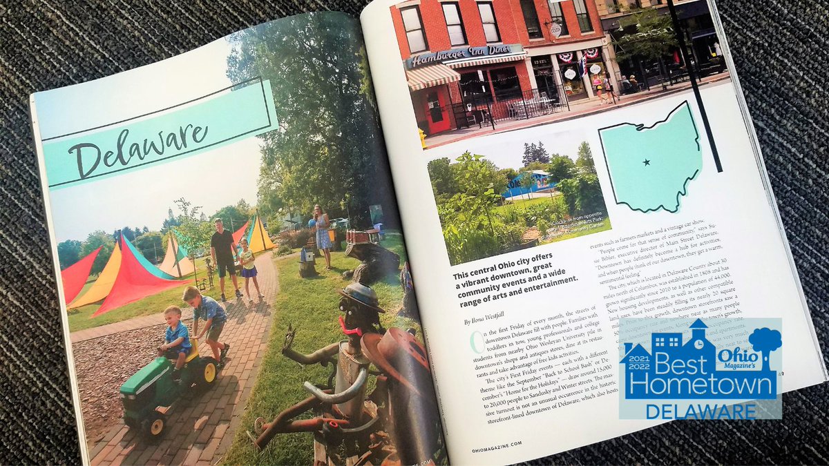 Look at what started arriving in mailboxes and newsstands this week! Delaware's 2021 "Best Hometown" honor on the cover of the November Ohio Magazine - with a great story inside and awesome photos. We also were a Best Hometown in 2007. That makes us "two-time state champs!"