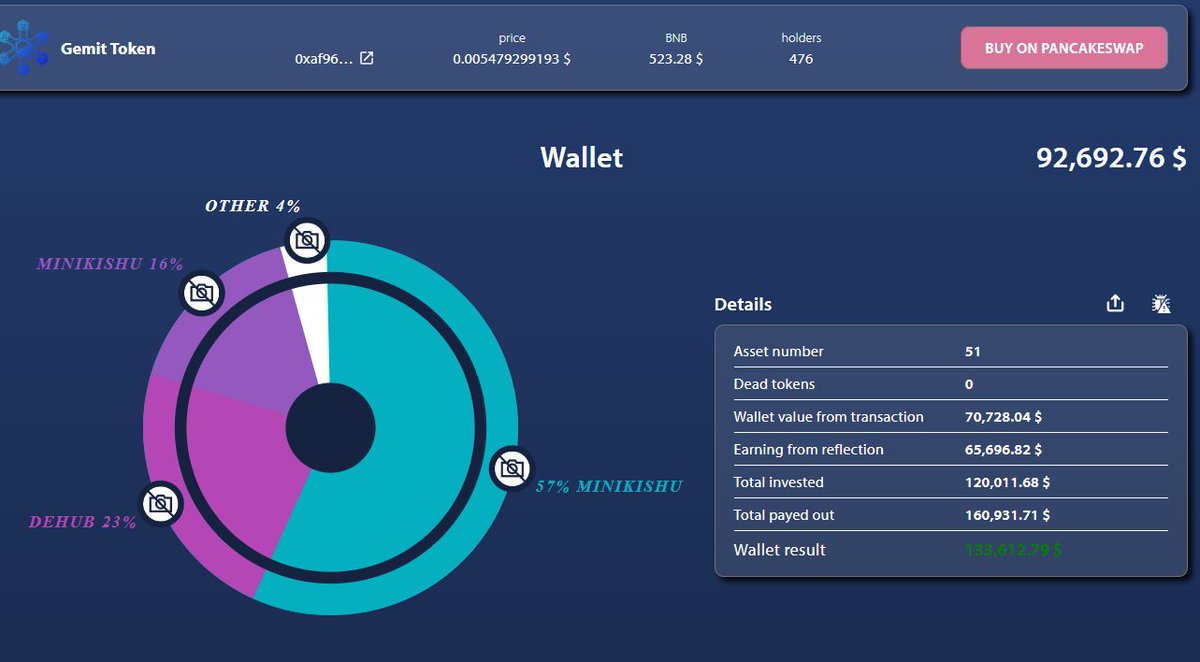 WenLamb0's tweet photo. @CryptoGodJohn Don't forget to track your #BSCGems via very useful @Gemit_app. Easy to use and shows you much needed details of your wallet. #gemit #BinanceSmartChain https://t.co/F7fy7nS18S