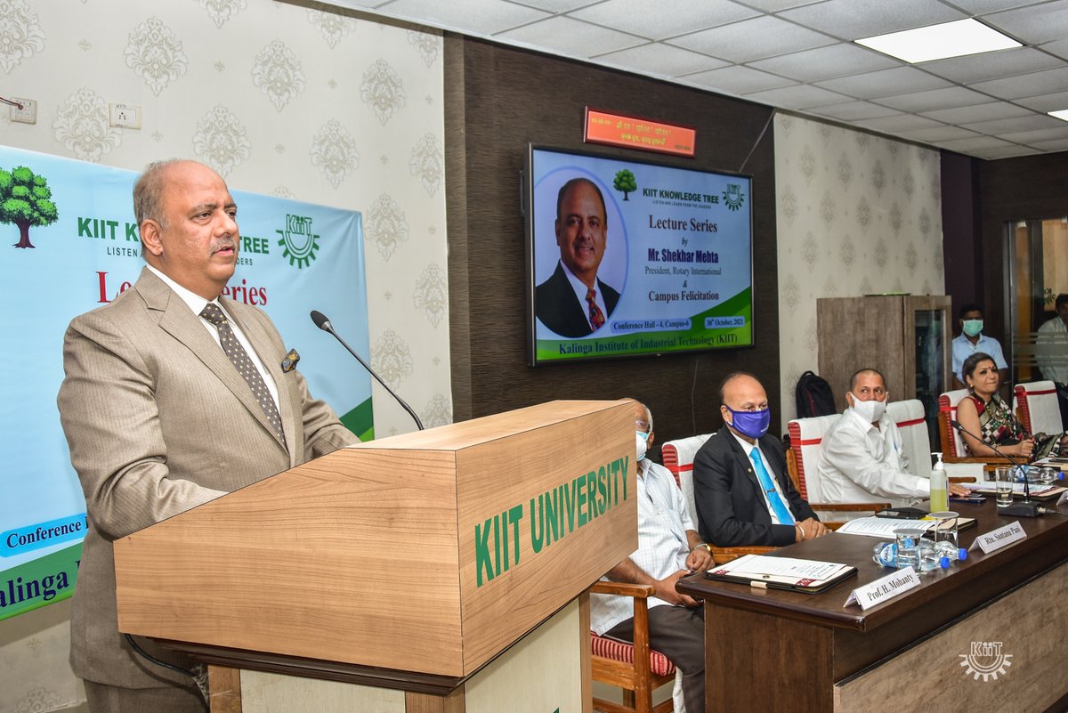achyuta_samanta's tweet photo. Shri Shekhar Mehta, President, @Rotary International entreated to Dream Big to Achieve Big at the @KIITUniversity Knowledge Tree Lecture Series today. https://t.co/0T0JxuJRIG
