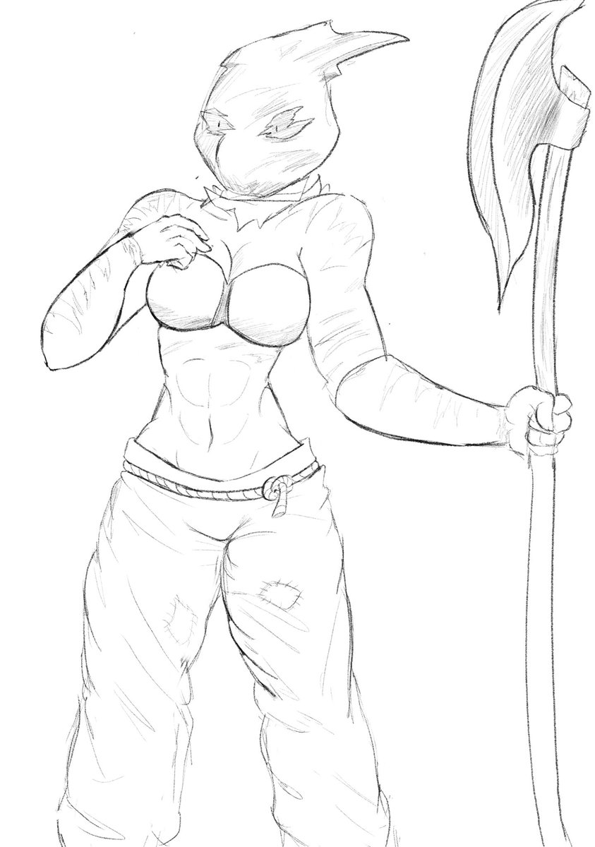 Skeletoon7's tweet photo. Grimβs harvest festival disguise, gives her an excuse to haul a massive axe around. For #ratguild and #halloween2021 ! https://t.co/eONW1jG4ij