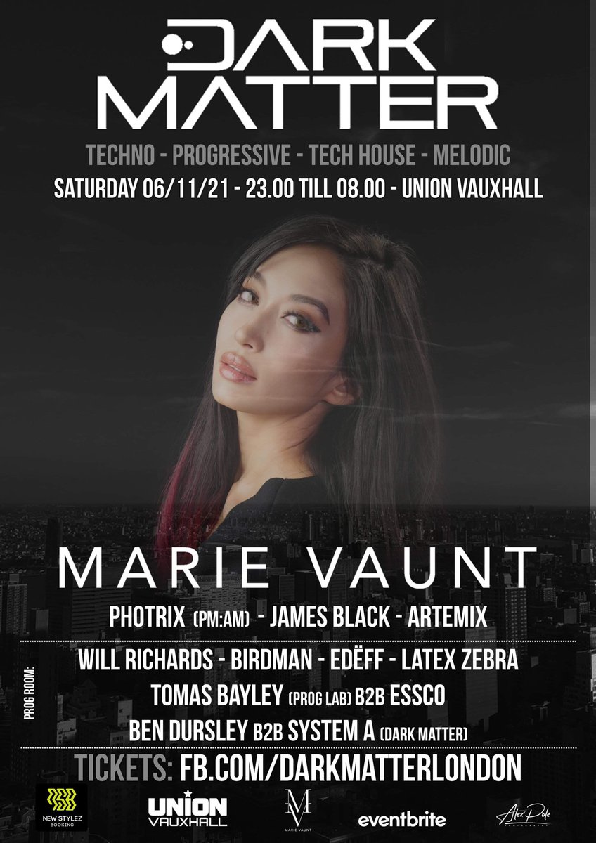 ⚡️ONE WEEK TO GO!⚡️ <a href="/MarieVaunt/">Marie Vaunt</a> is HEADLINING <a href="/london_dark/">DarkMatterLondon</a> at <a href="/UnionVauxhall/">Club Union Vauxhall</a> ! Doesn’t get better than that! DONT MISS THIS!

eventbrite.co.uk/e/dark-matter-…

#techno #technofamily #London <a href="/TechnoBlogUK/">LondonTechnoBlog</a> <a href="/londonravescene/">London Rave Scene</a> <a href="/LondonTechno1/">London Techno</a> <a href="/TimeOutLondon/">Time Out London</a> #clubbing #technomusic