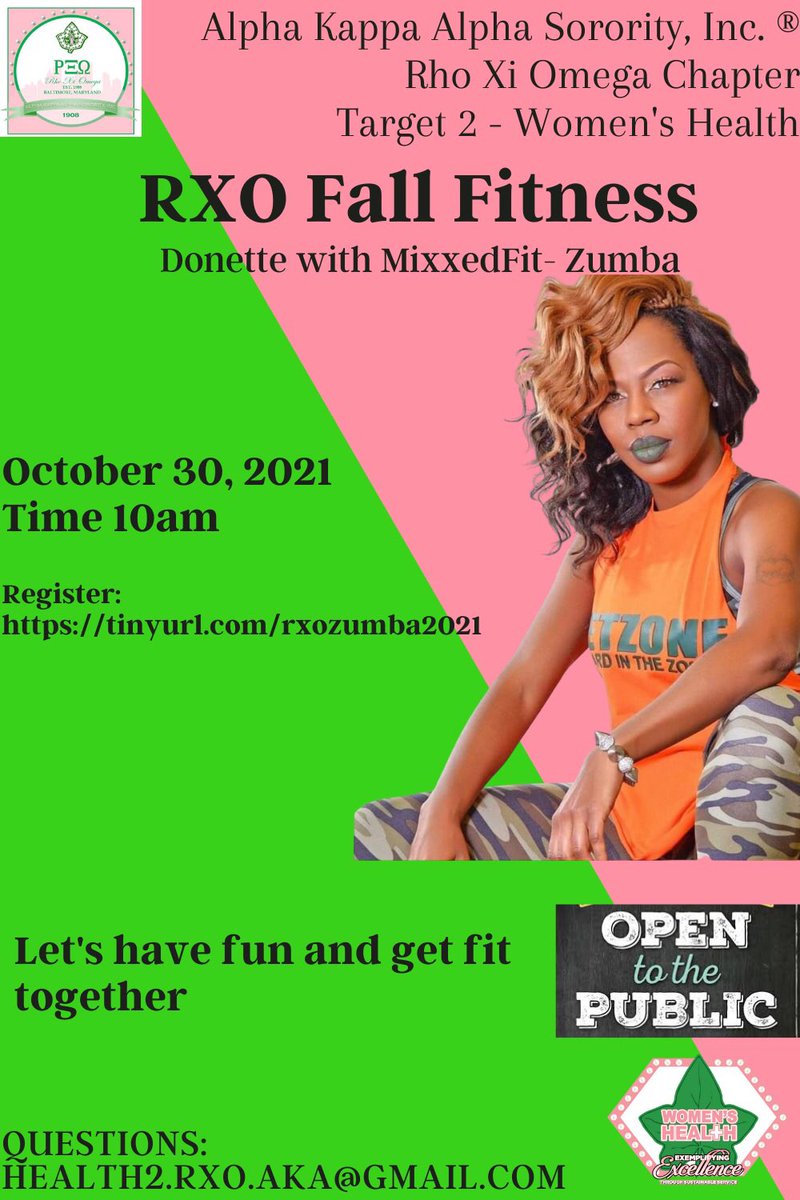 RhoXiOmega_AKA's tweet image. Join us this morning at 10AM for some fun fall fitness! Link in our IG bio. #TargetII #WomensHealth #AKA1988 #RXO1988 #RXOFallFitness