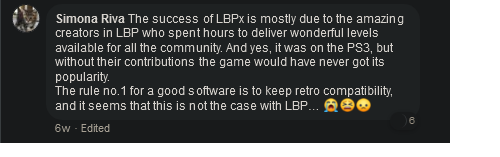 AmbassadorLBP's tweet photo. this comment perfectly summarize how the games are nothing without creators' contributions.

Seriously! LBP1&amp;2 went from 9 out of 10 games to 6 at best https://t.co/ESz55uD0zC
