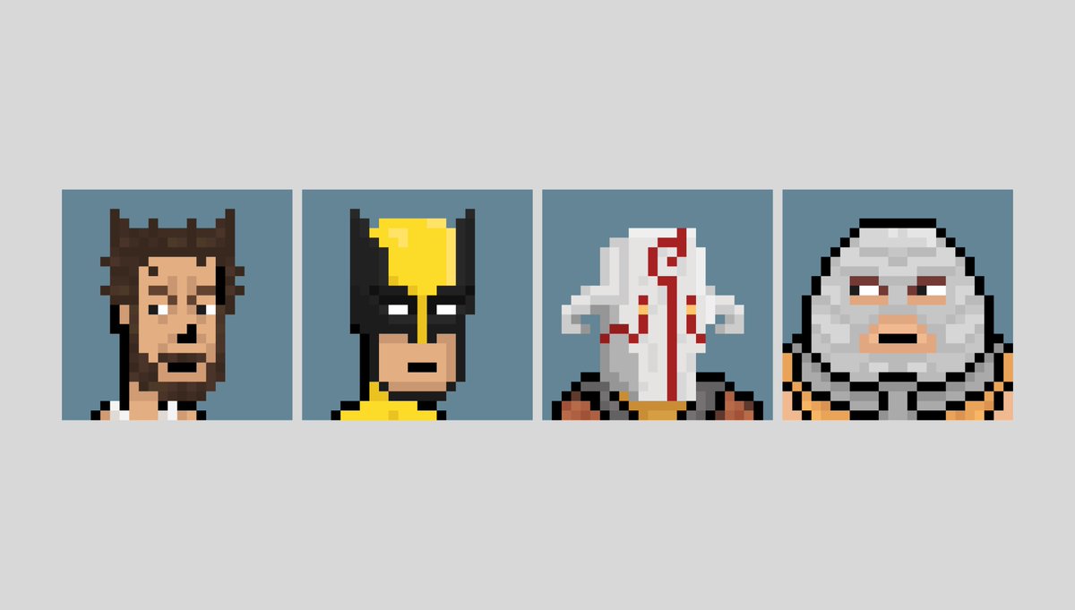 FigurePunks's tweet photo. #FigurePunks fun fact in this drop
These are 04 Figure, but only two name in this picture
🔸 The Wolverine & The Wolverine
🔸 The Juggernaut & The Juggernaut
🔸 https://t.co/80J1OsbSFU
#NFT #NFTshill #NFTCommunity #NFTcollectibles #nftcollector #Cryptoart #pixelart https://t.co/SMFH9oZr1L