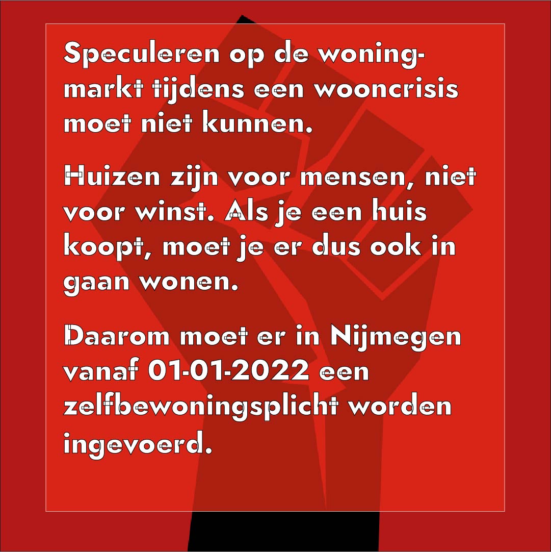 woonprotest024's tweet photo. Eis nr. 4: voer een woonplicht in! 

#woonprotest #woonopstand #woonstrijd #woonverzet #Nijmegen https://t.co/qZd05ZzNTx