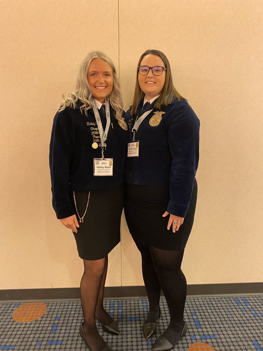 AmyLookHenry's tweet photo. Excited to watch @GIAcademy students walk across the stage at the @NationalFFA American Degree Session- So proud of all 3 of you- Hailey, Emily, and Lane (Lane not pictured). #FFA21 https://t.co/1MQoaYWxkH