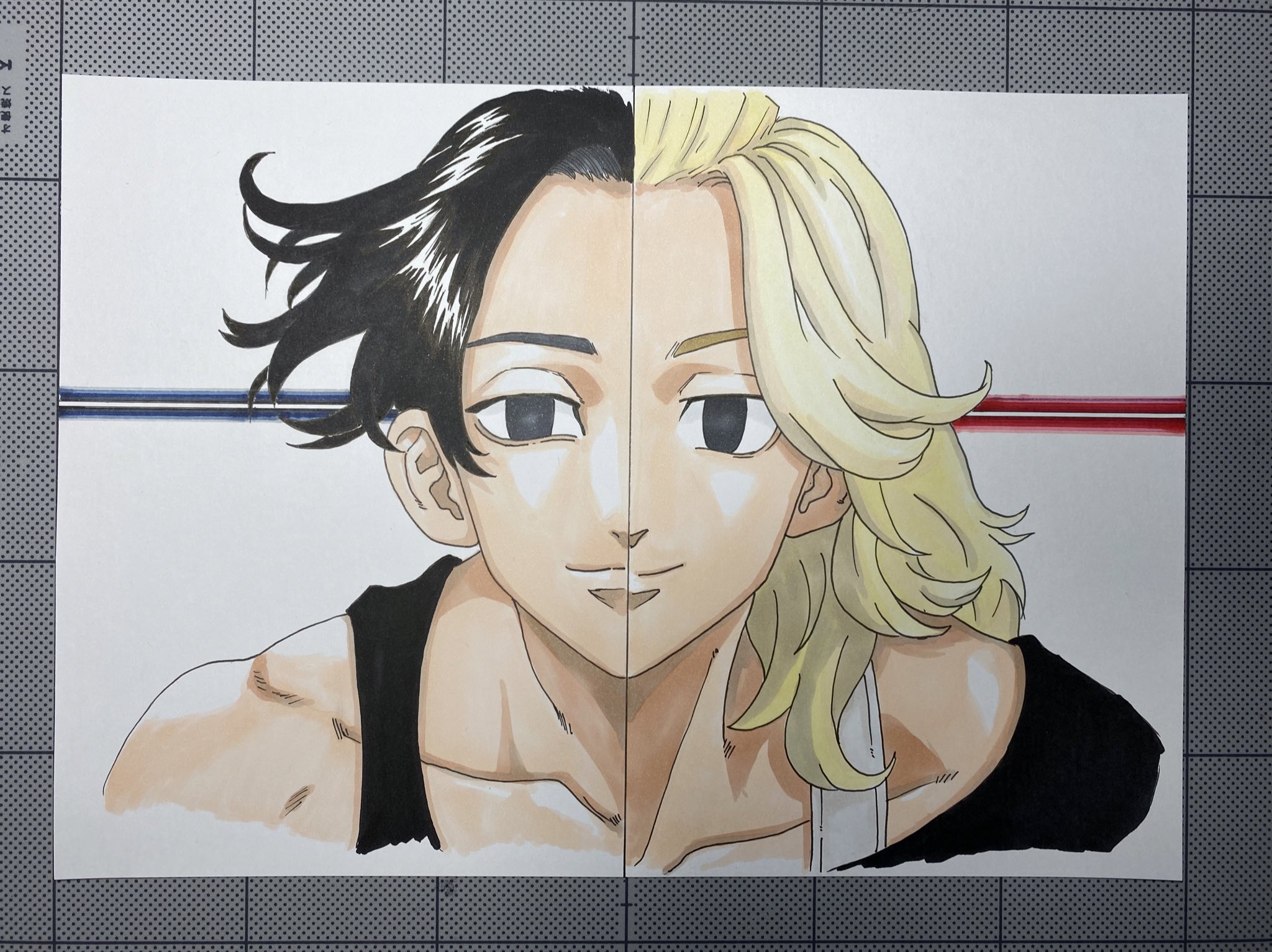 ファンアート 東京リベンジャーズ マイキー イザナ 手描きイラスト