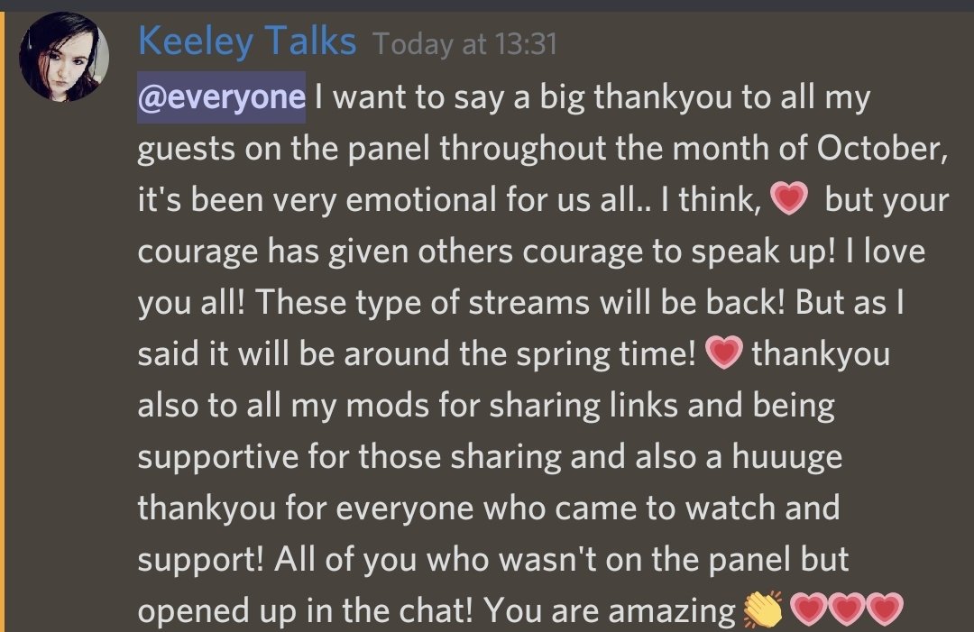 For anyone who's not in my discord who may of missed this! A big huge thankyou to everyone who came to the panel and all who supported the dv streams throughout the month of October for #DVawarenessMonth @MuzikMaker77