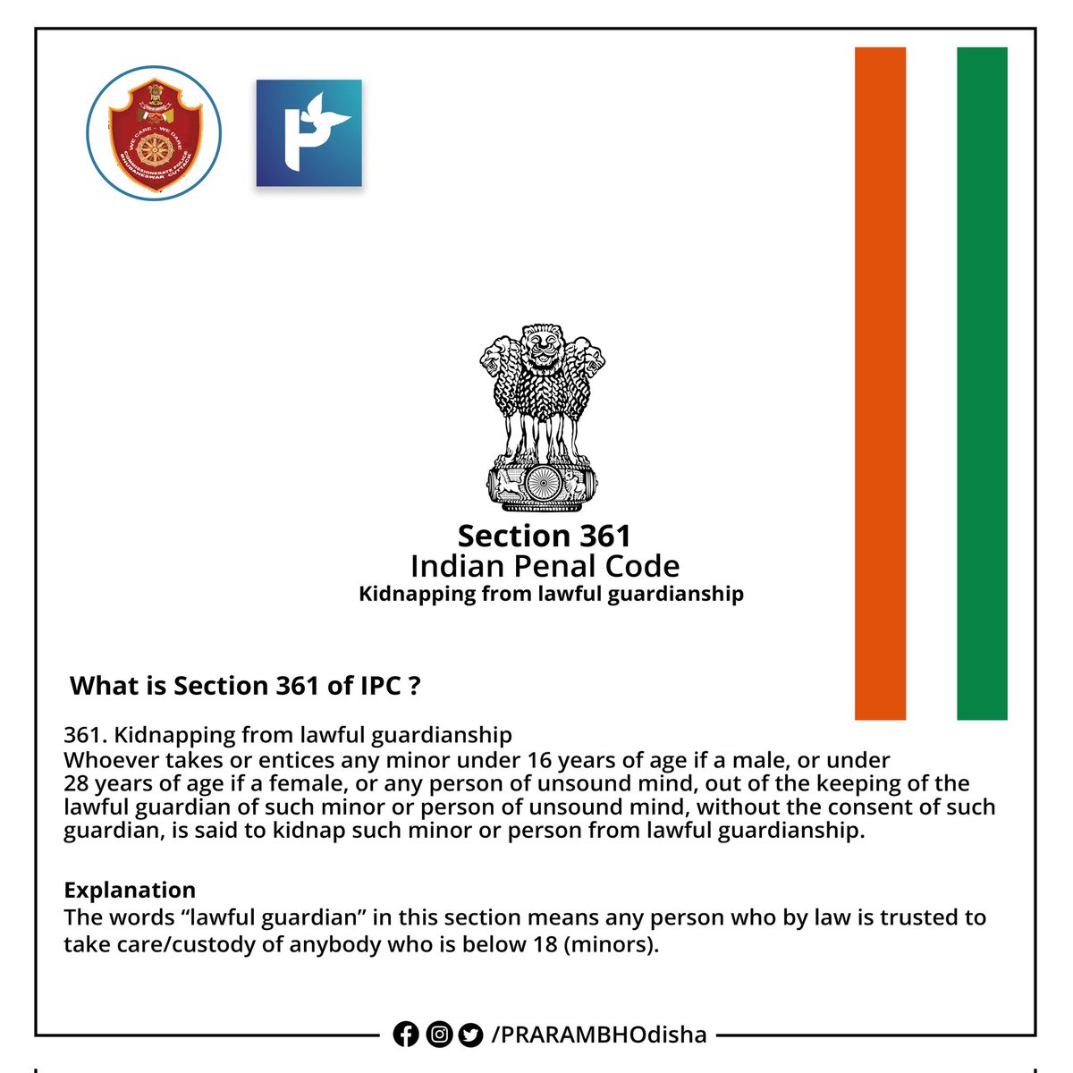 PRARAMBH (@prarambhodisha) on Twitter photo Laws don’t only respond to injustices and harm. They work to prevent them. So, knowledge of law is very important.
• • •
Kidnapping is a crime under IPC 1860. It talks about the forcefully taking of the person or a child with or without the consent for that matter.
<a href="/cpbbsrctc/">COMMISSIONERATE POLICE</a> Laws don’t only respond to injustices and harm. They work to prevent them. So, knowledge of law is very important.
• • •
Kidnapping is a crime under IPC 1860. It talks about the forcefully taking of the person or a child with or without the consent for that matter.
<a href="/cpbbsrctc/">COMMISSIONERATE POLICE</a>