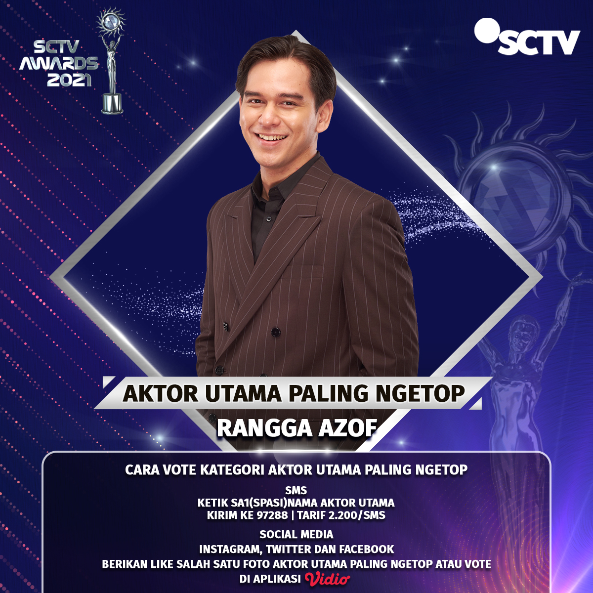 Yukk, dukung Rangga Azof untuk memenangkan Kategori Aktor Utama Paling Ngetop dengan cara like poster ini!
Baca mekanisme selengkapnya, ya!
 
#VoteSA2021 #SA1 #SCTVSpesial #SA2021Azof