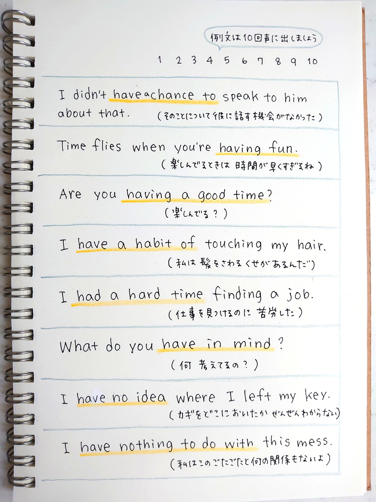 ゆうこ Have のフレーズとイデオム Have A Chance To する機会がある Have Fun 楽しむ Have A Habit Of 習慣がある Have A Hard Time 苦労する Have In Mind 考え中 Have No