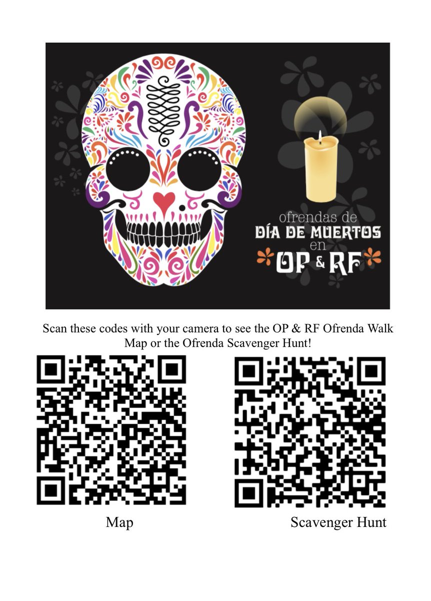 If you are near Oak Park and River Forest, come and visit the ofrendas around these two communities. Use the QR code’s below and enjoy. #DayOfTheDead #celebrateALLcultues #DiaDeMuertos