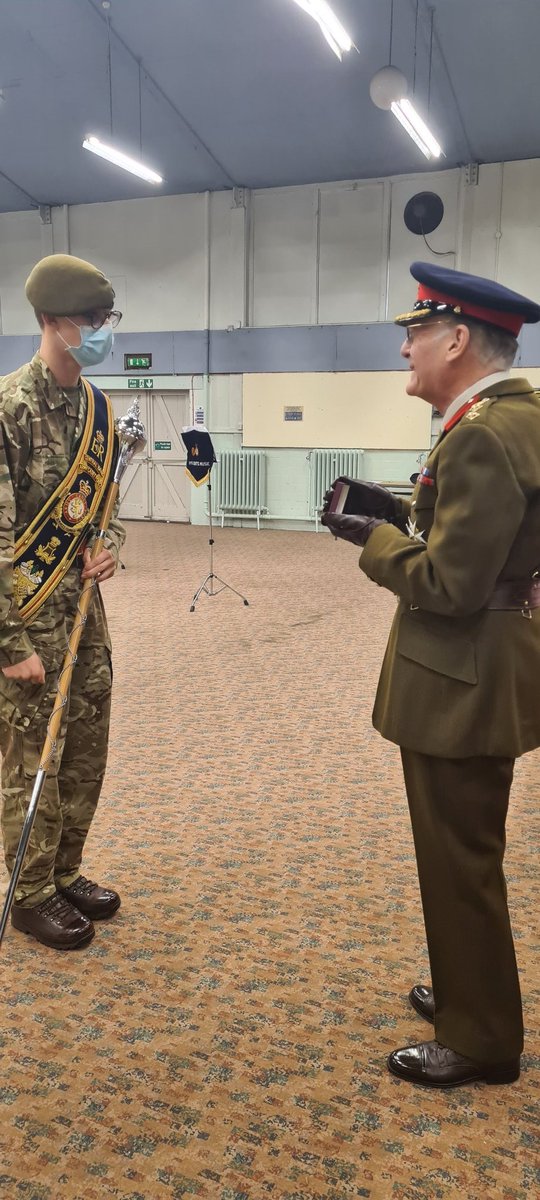 Congratulations to the new appointed Cadet Senior Drum Major - Sergeant Major Raines from LNR presented by Honorary Colonel of Army Cadets Lord Lingfield