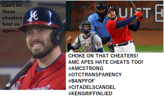 Christalball93's tweet photo. We'll never let the cheaters win! #AMC #AMCSTRONG
#OTCTransparency #BANPFOF #CitadelScandal #KenGriffinLied #KenGriffinCantSilenceUs #Braves #WorldSeries #ApesTogetherStrong https://t.co/C4LxyxlyUZ
