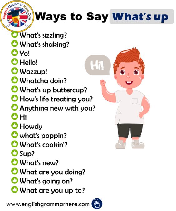 Ways to say What´s up.

#businesswriting #technicalwriting #freelancing #clasesdeingles #expression #english #grammar #vocabulary #FelizFinde