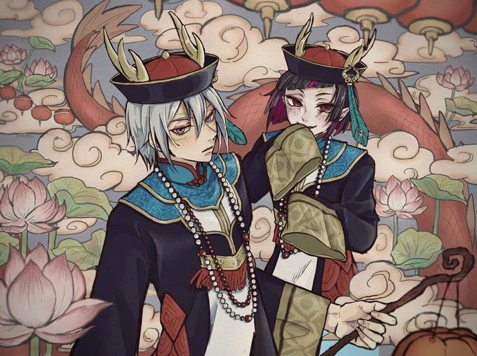 ⚔SSRおめでとうございます…………親子揃ったね……………!!、!おめでとう………………!!!!!
#ツイステハロウィーン 
#ツイステファンアート 