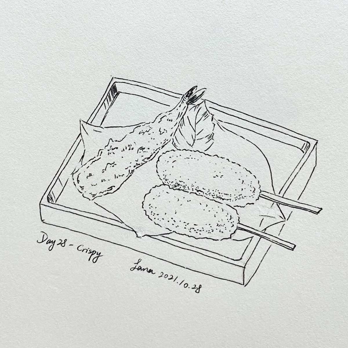 lanzhou99's tweet photo. Inktober 2021 - Day28 Crispy
.
#inktober2021 #inktoberday28 #inktoberchallenge #inktoberprompts #inktober #inktober2021crispy #inkart #lineart #linework #penart #linework #sketch #foodillustration #fooddrawing #illustration #手绘 #插画 #手描き #インクトーバー #インクトーバー2021 https://t.co/ZKpUrZEfWy