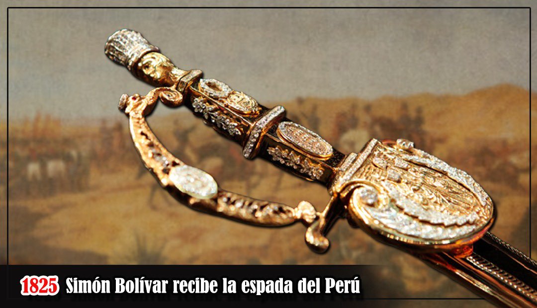 vladimirpadrino's tweet photo. Un día como hoy en 1825, El Libertador recibió de la municipalidad de Lima la Espada del Perú, la cual se ha convertido en un símbolo de su gloria y de su constancia. Esta misma espada la portan lo Generales y Almirantes de Venezuela, tomando a Bolívar como guía en su conducta. https://t.co/cMM6SzyEaJ