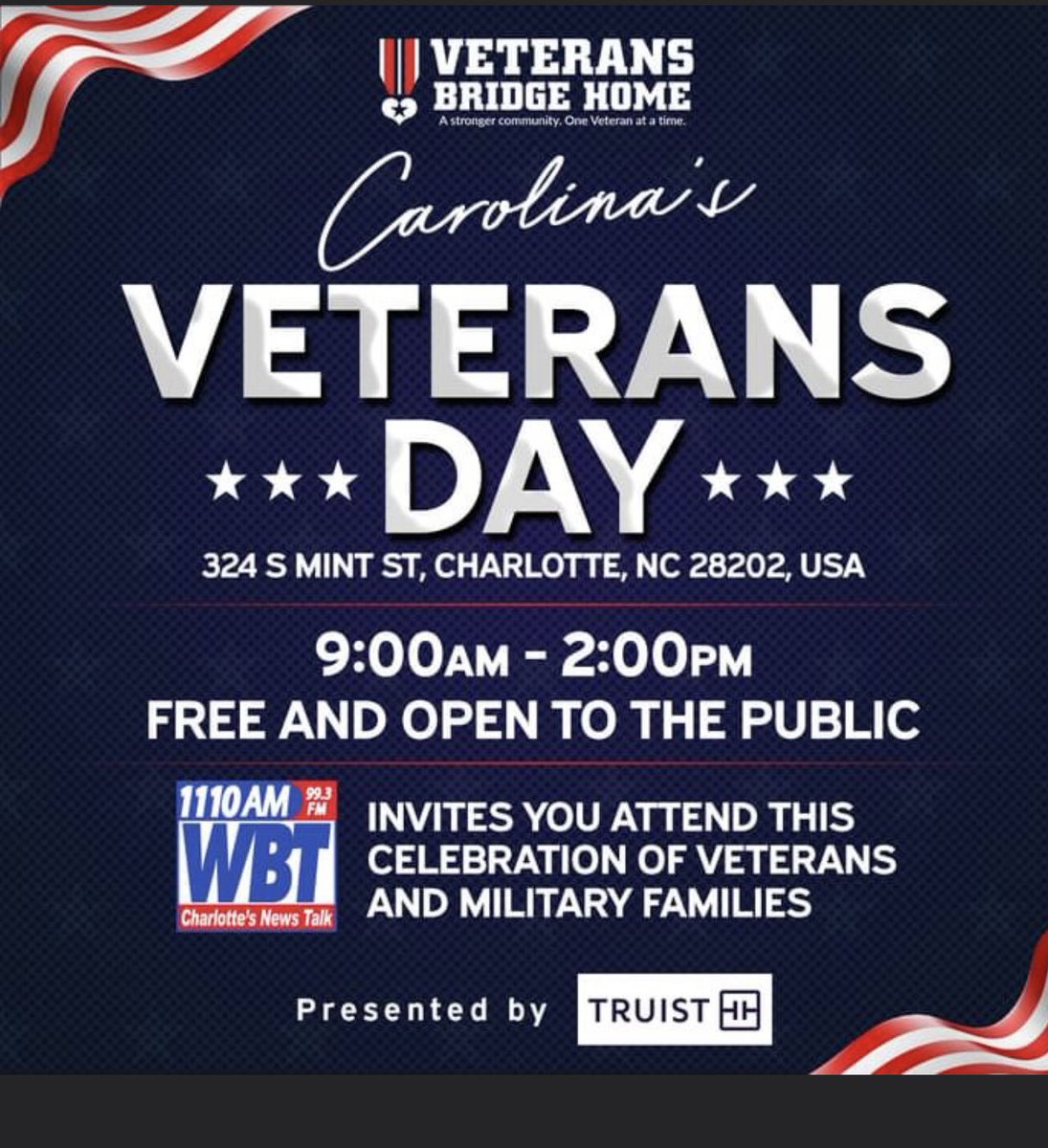 MrmarKcase's tweet photo. Incredible event coming up on November 11th in Charlotte NC! The “Carolinas Veterans Day Festival “ at Truist Field !! No matter what your affiliation is with veterans we would love to have you attend ! @peteHegseth3 
@RichardGrenell @kilmeade https://t.co/2dbJeDf6qZ