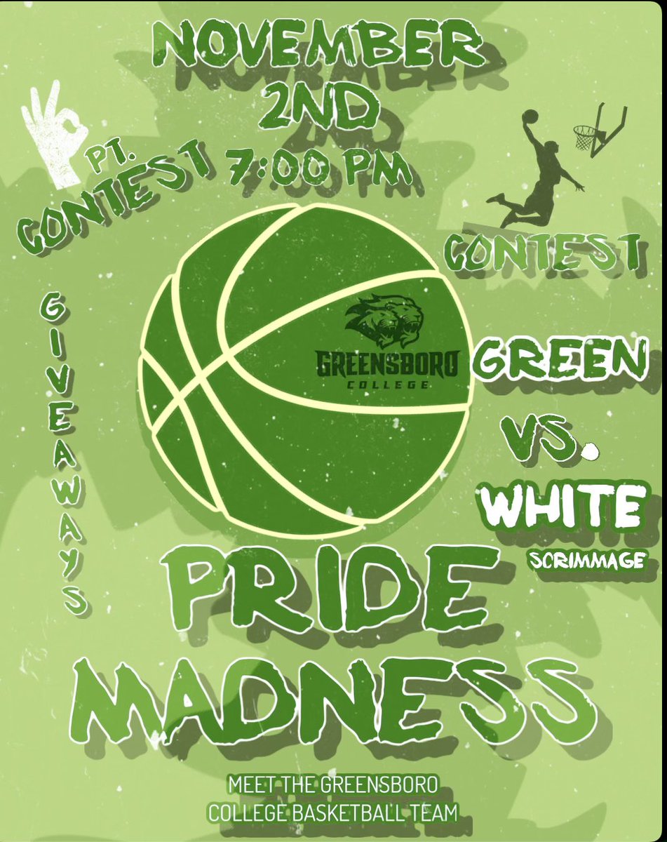 Pride Madness this Tuesday @ 7PM in Hanes Gymnasium 🦁🏀💚 come meet the 2021-22 Men’s Basketball Team! We will have a Green vs White Scrimmage, 3 PT contest and Dunk contest along with Giveaways! Don’t miss it‼️😈
