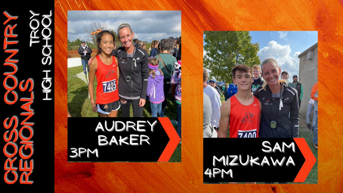 Boosters_AHS's tweet photo. Last week @ahsgirls_xc's Audrey Baker (19:41) & @AHSXCBOYS's Sam Mizukawa (16:40) qualified for @OHSAA's XC Regional Meet and they are about to get their runs underway at Troy HS!
Make that #RunForState today - we're all set for a BIG STATE SEND OFF! https://t.co/UmkB9ZwEfw