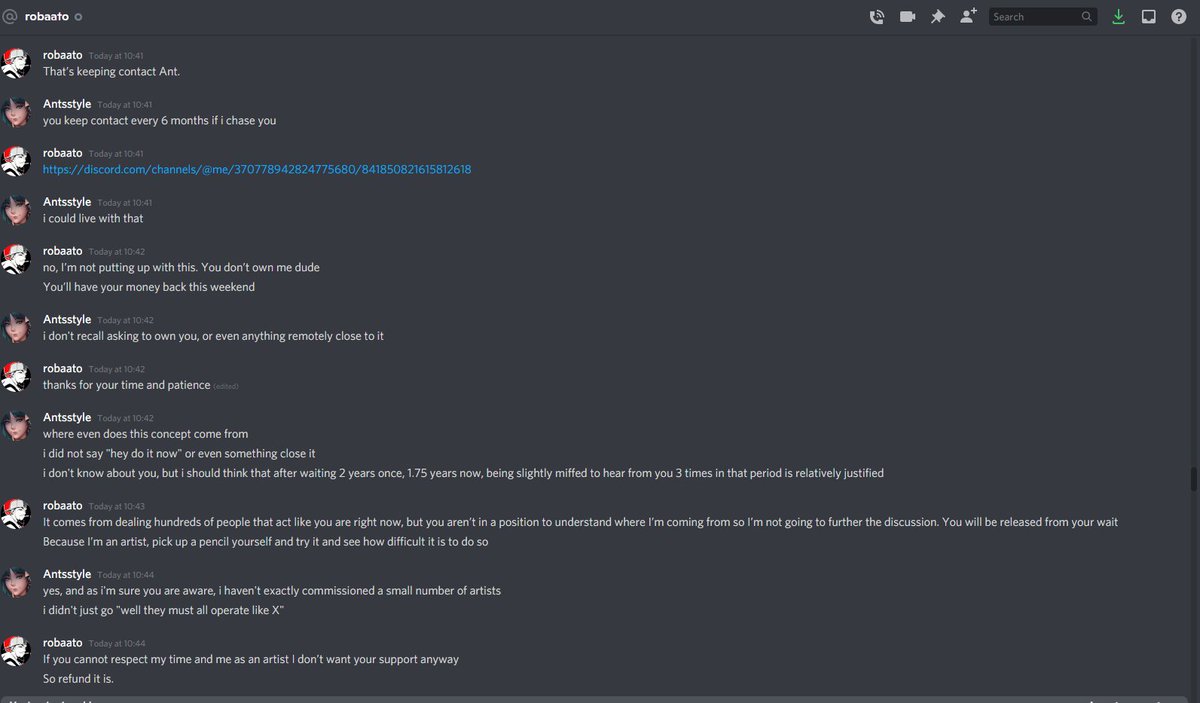 antsstyle's tweet photo. Personally, I think this behaviour from @Robaato_Art counts in the "what the fuck is this deranged shit" category.

(Context: I paid for this in Feb 2020, waited over 2 years for the previous commission. Didn't mind the waiting, but the total disrespect and 0 communication...) https://t.co/V0kfC4bT8o