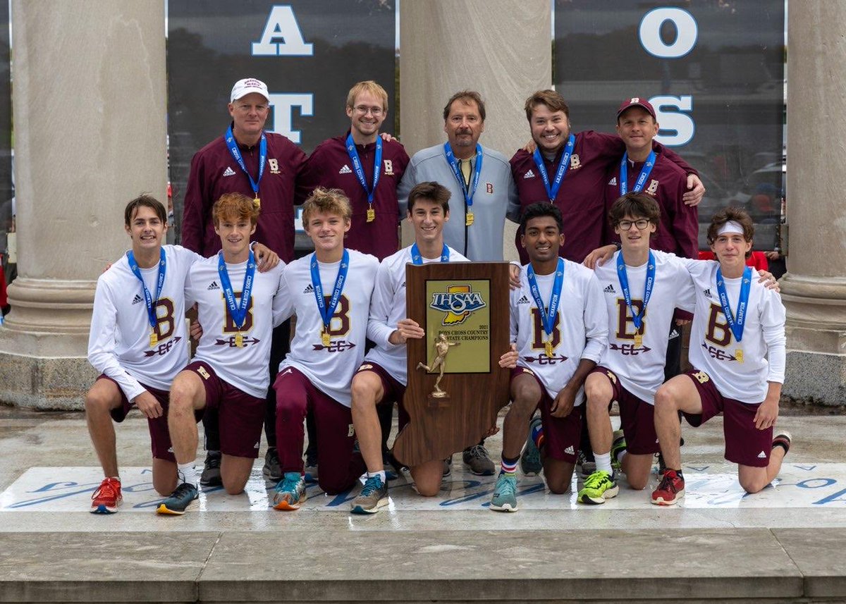 IHSAA1's tweet photo. This year’s #IHSAA Boys Cross Country State Champions, the Brebeuf Jesuit Braves! After finishing third each of the last two years, the Braves finally broke through for their first state championship!
🏆🥇🎽🔴🟡 ⁦@BrebeufSports⁩ https://t.co/Utvdb3kfWQ