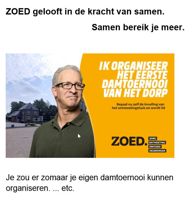 Dag 6: Nieuws van ZOED
De ledenwerving voor ZOED, die van groot belang is voor het slagen van het project.
 Je krijgt bezoek aan huis in de week van 27 oktober tot 3 november a.s.  
deurningen.nl/dag-6-nieuws-v…

deurningen.nl/nieuws-van-zoe…